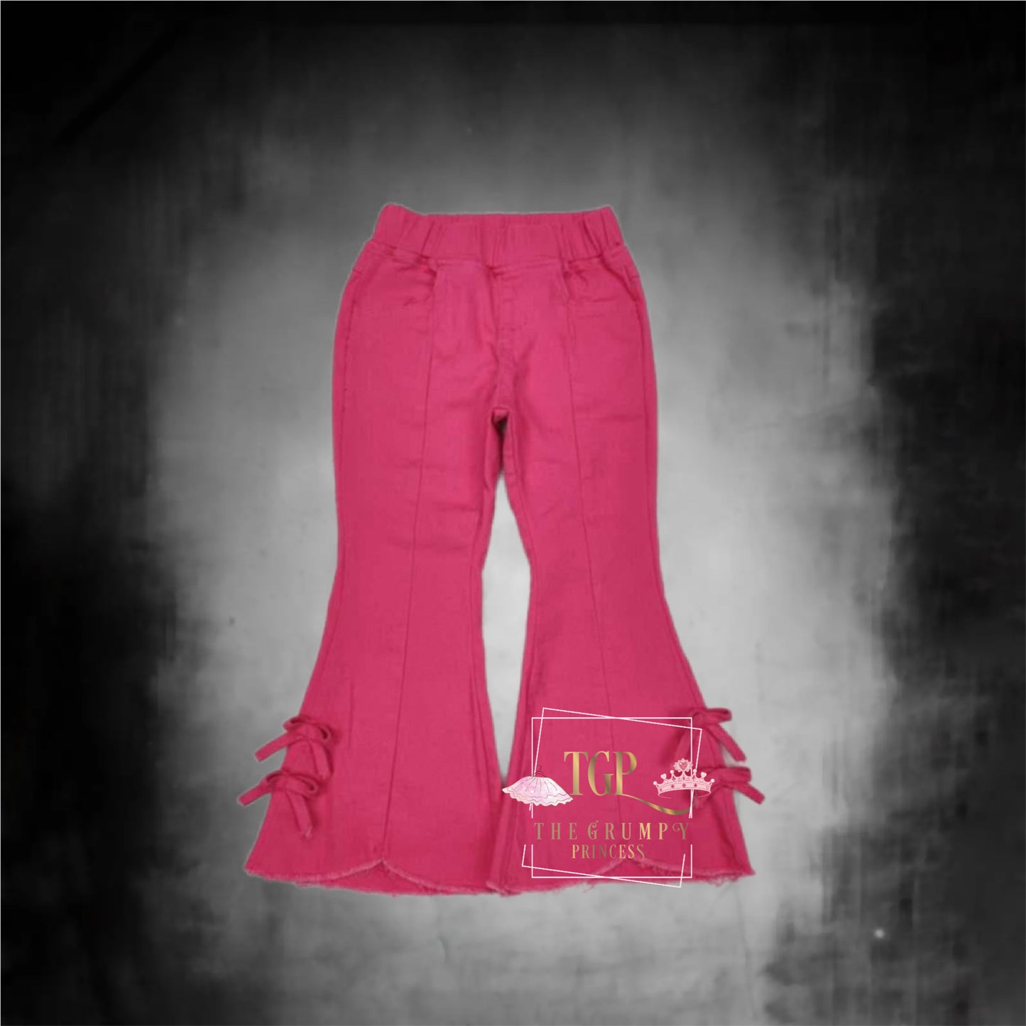 Pink Bow wide leg Denim